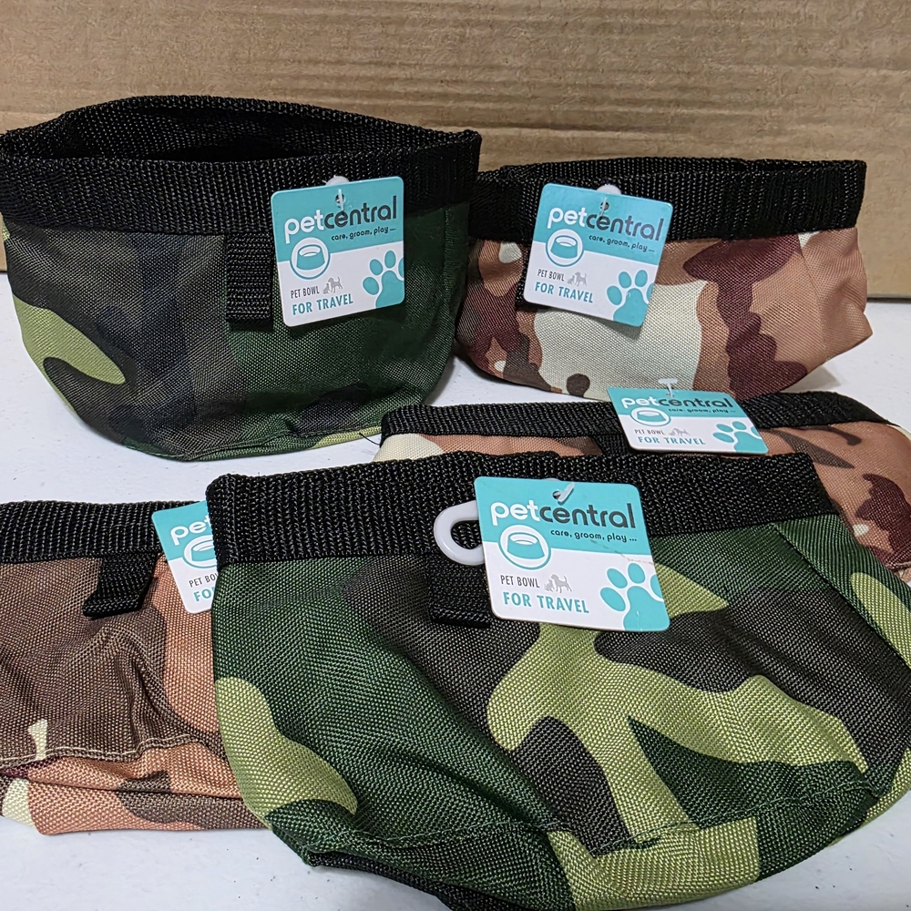 Camouflage Travel Pet Bowls - Green & Brown X5